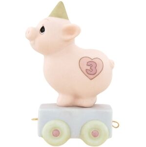 PRECIOUS MOMENTS BIRTHDAY TRAIN AGE 3 PIG FIGURE